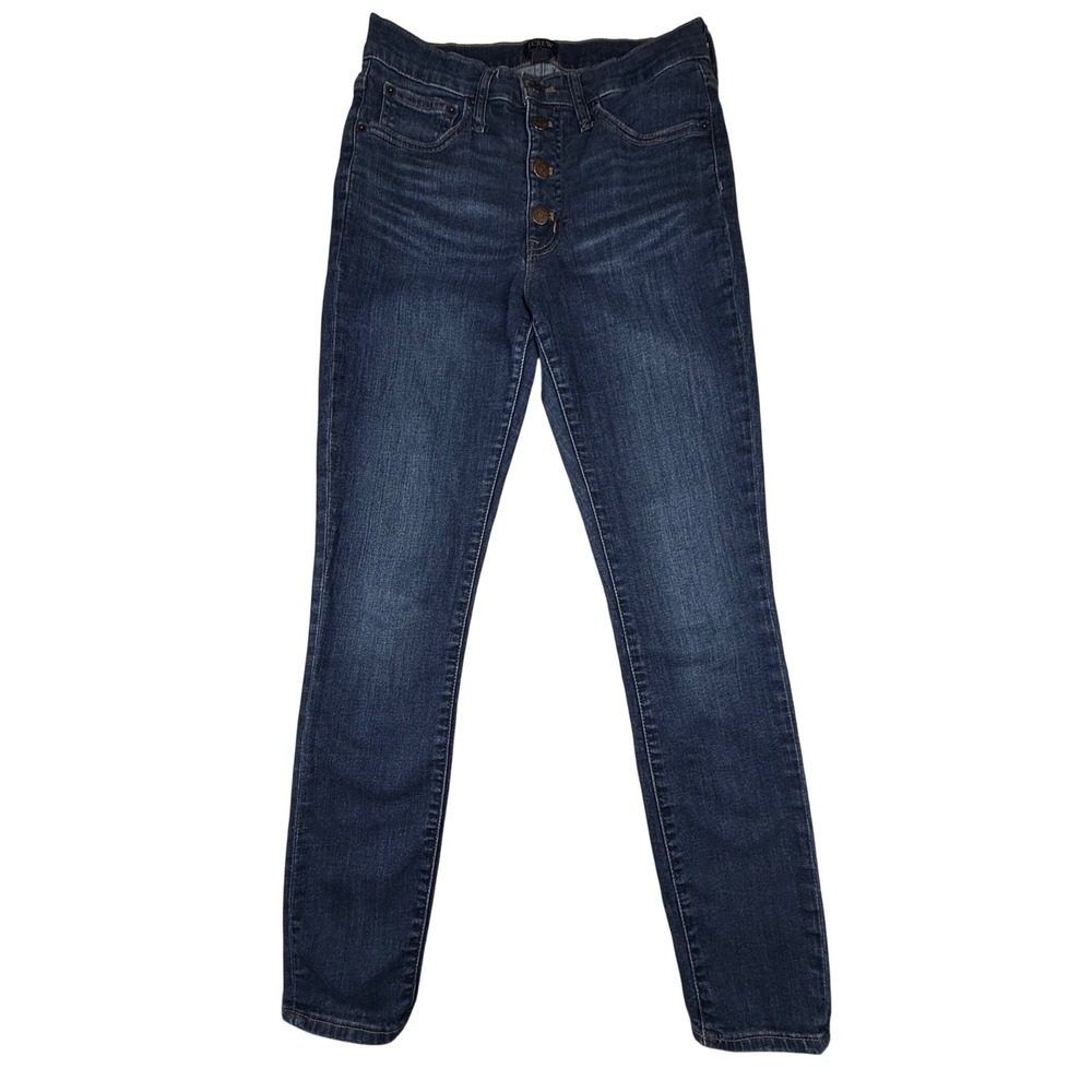 J.Crew High-Rise Skinny Jeans Womens Size 27 Dark Wash Button Fly Denim